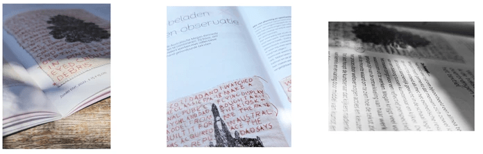 A photograph of several magazine pages featuring the textile art of Australian artist Megan Kennedy in Textiel Plus Magazine 